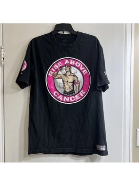 WWE Black T-Shirt with Pink "Rise Above Cancer" Emblem